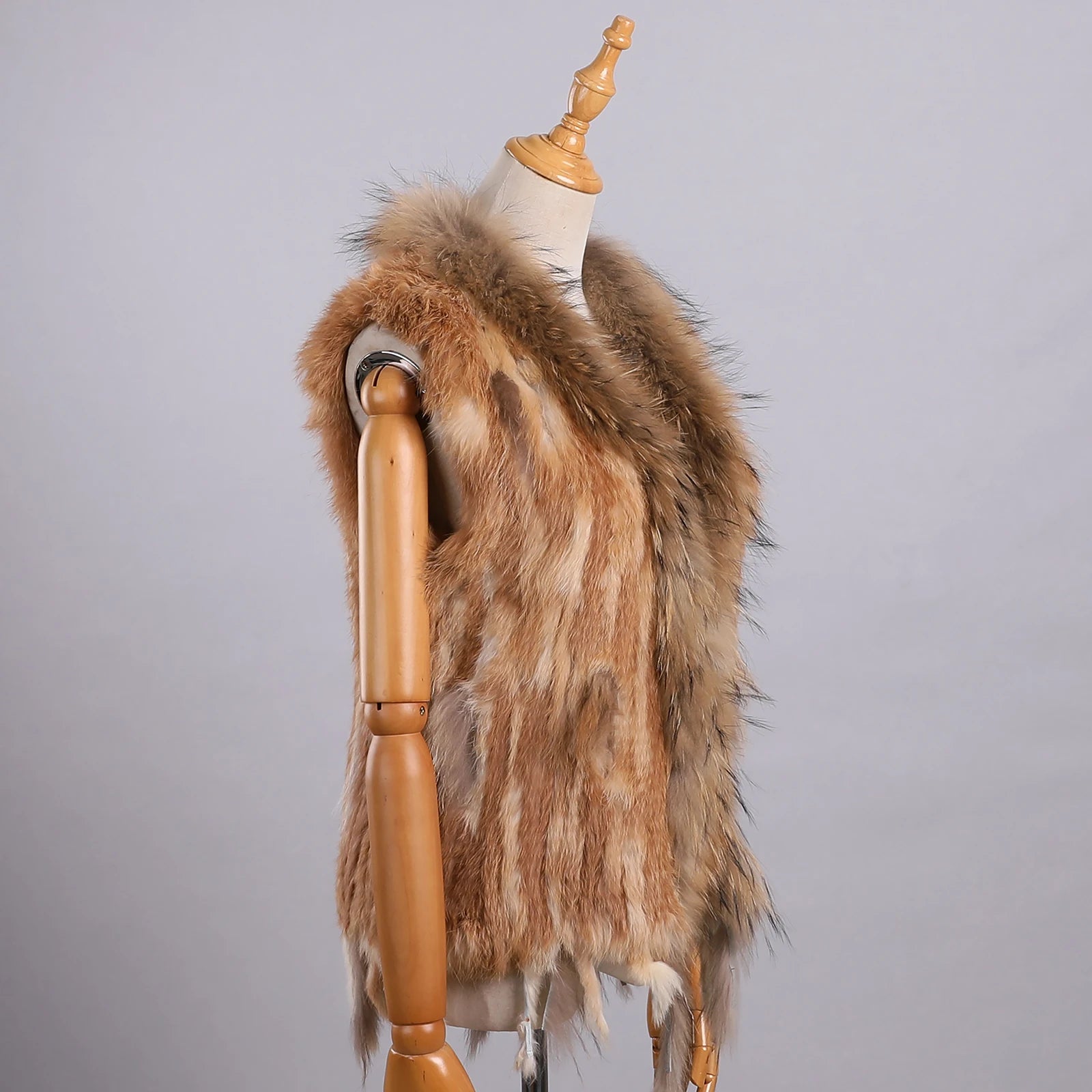 Gilet en fourrure 100% naturelle - Marron Clair