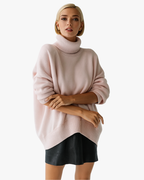 Pull col roulé épais - Rose Pale