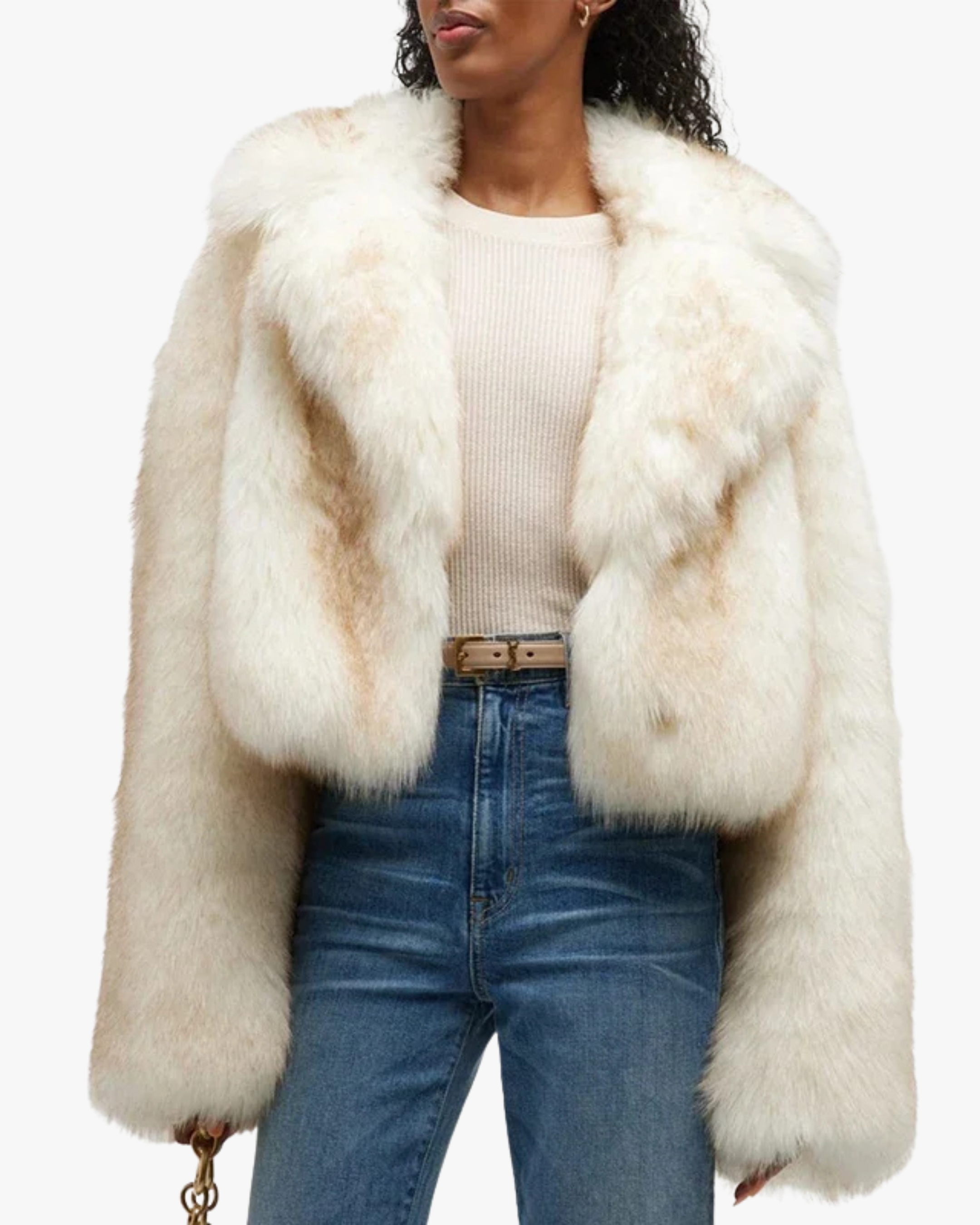 Veste épaisse en fausse fourrure de renard