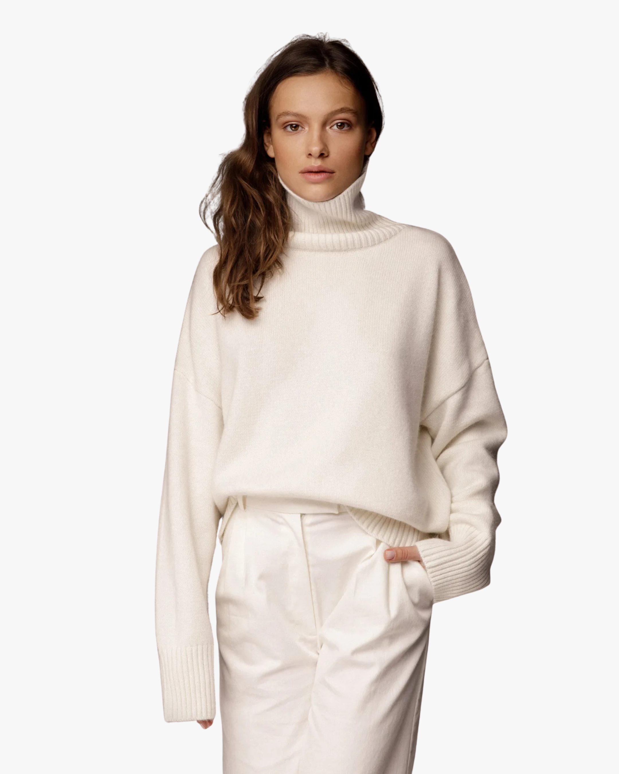 Pull col roulé épais - Blanc