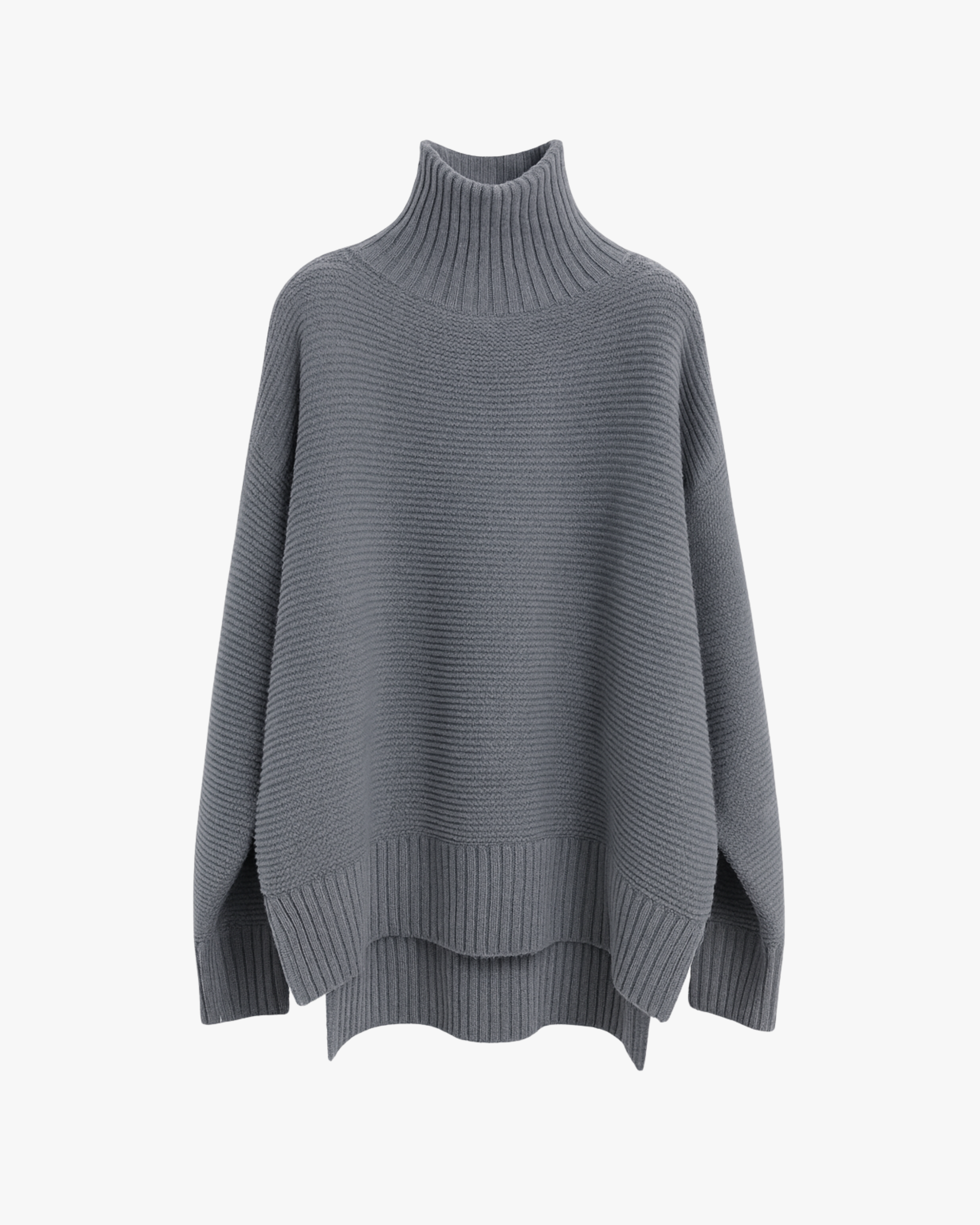 Pull oversize en cachemire col montant - Gris