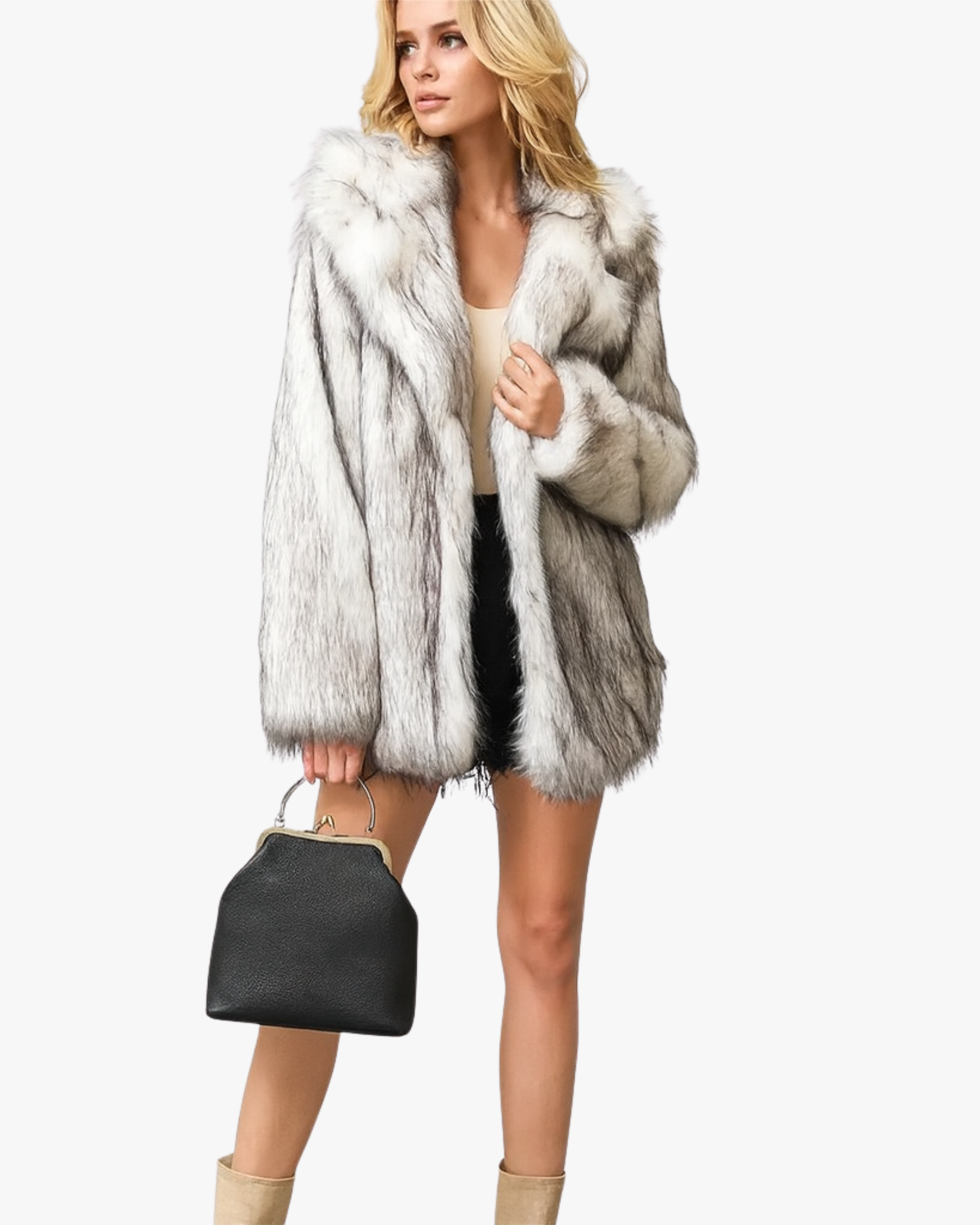Manteau en fausse fourrure - Gris