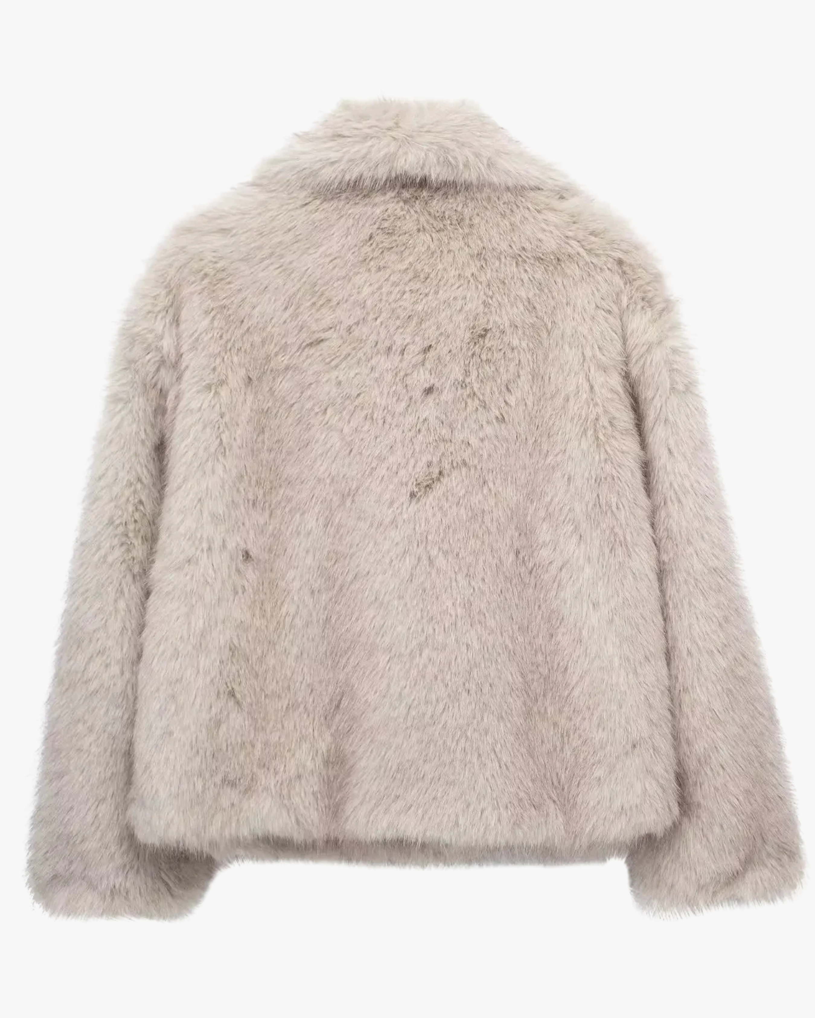 Veste courte en fausse fourrure grise