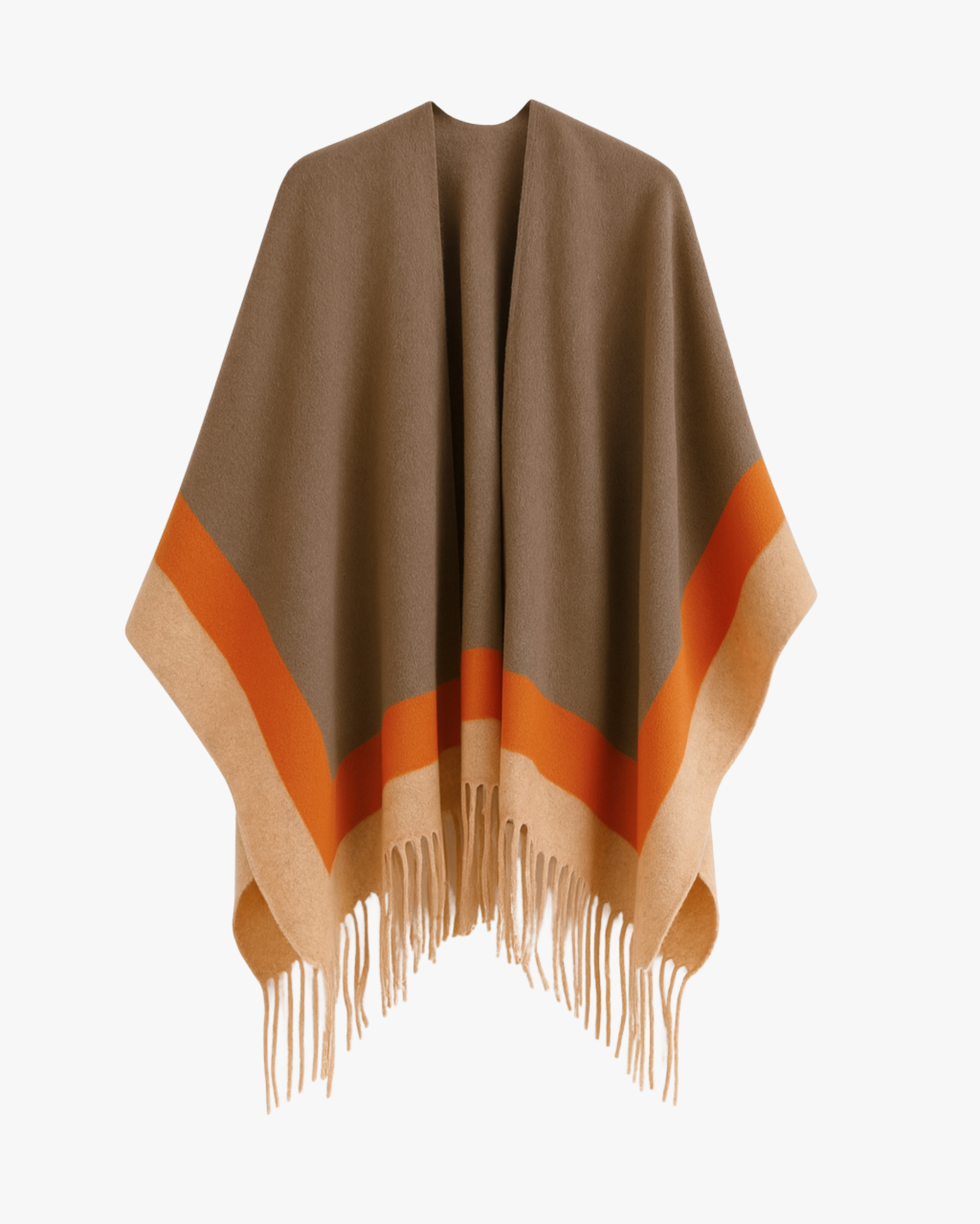 Poncho effet cachemire – Marron