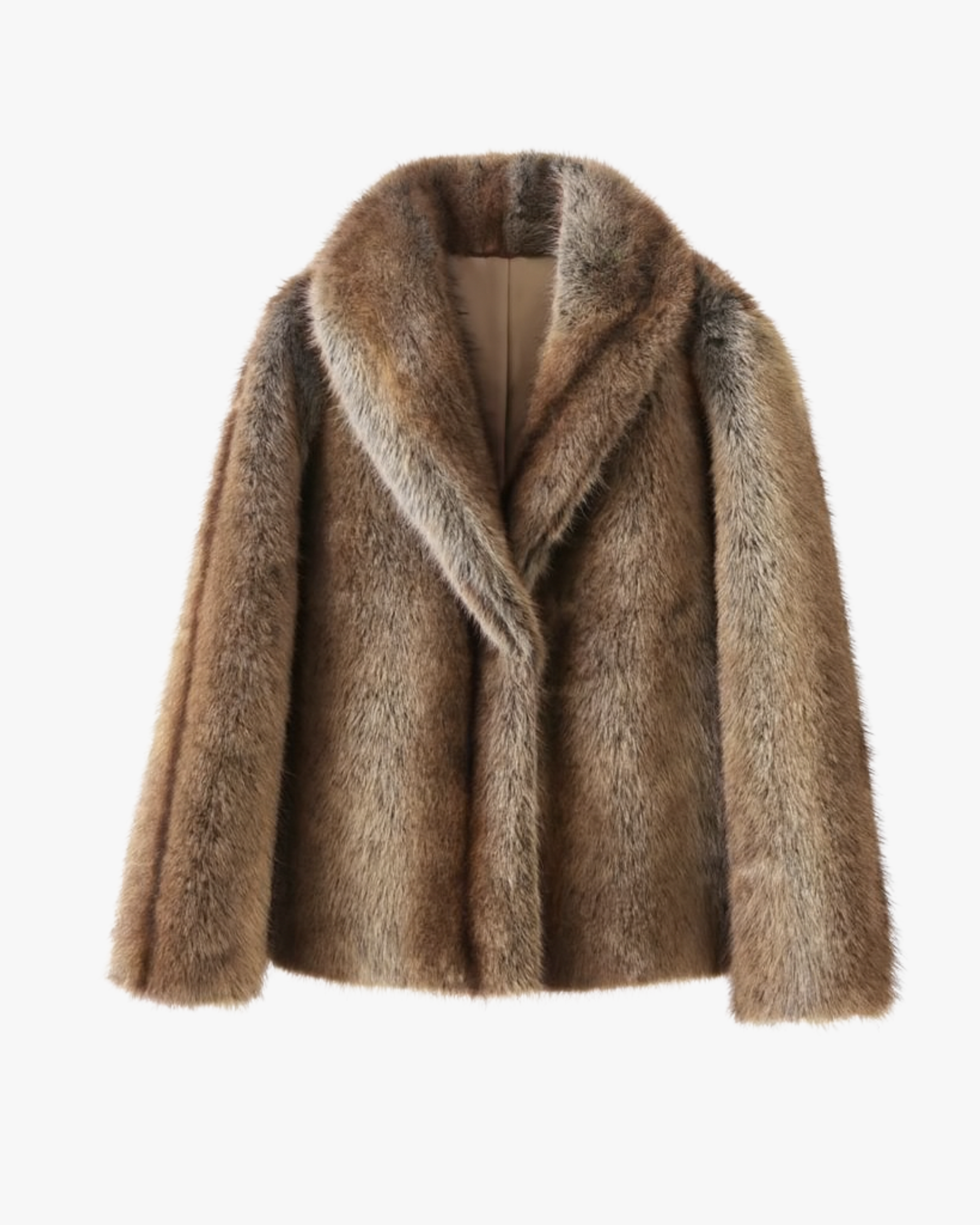 Manteau en fausse fourrure dégradée - marron