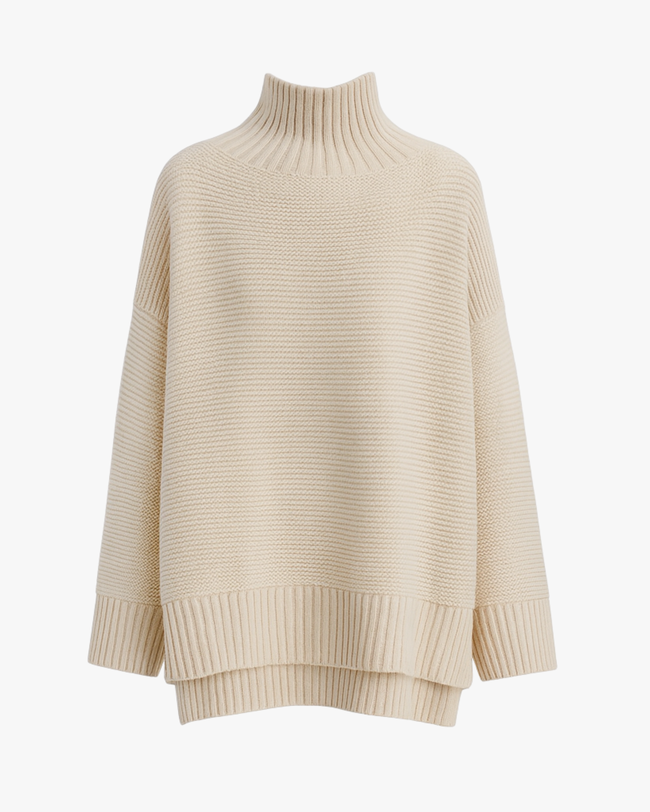 Pull oversize en cachemire col montant - Beige