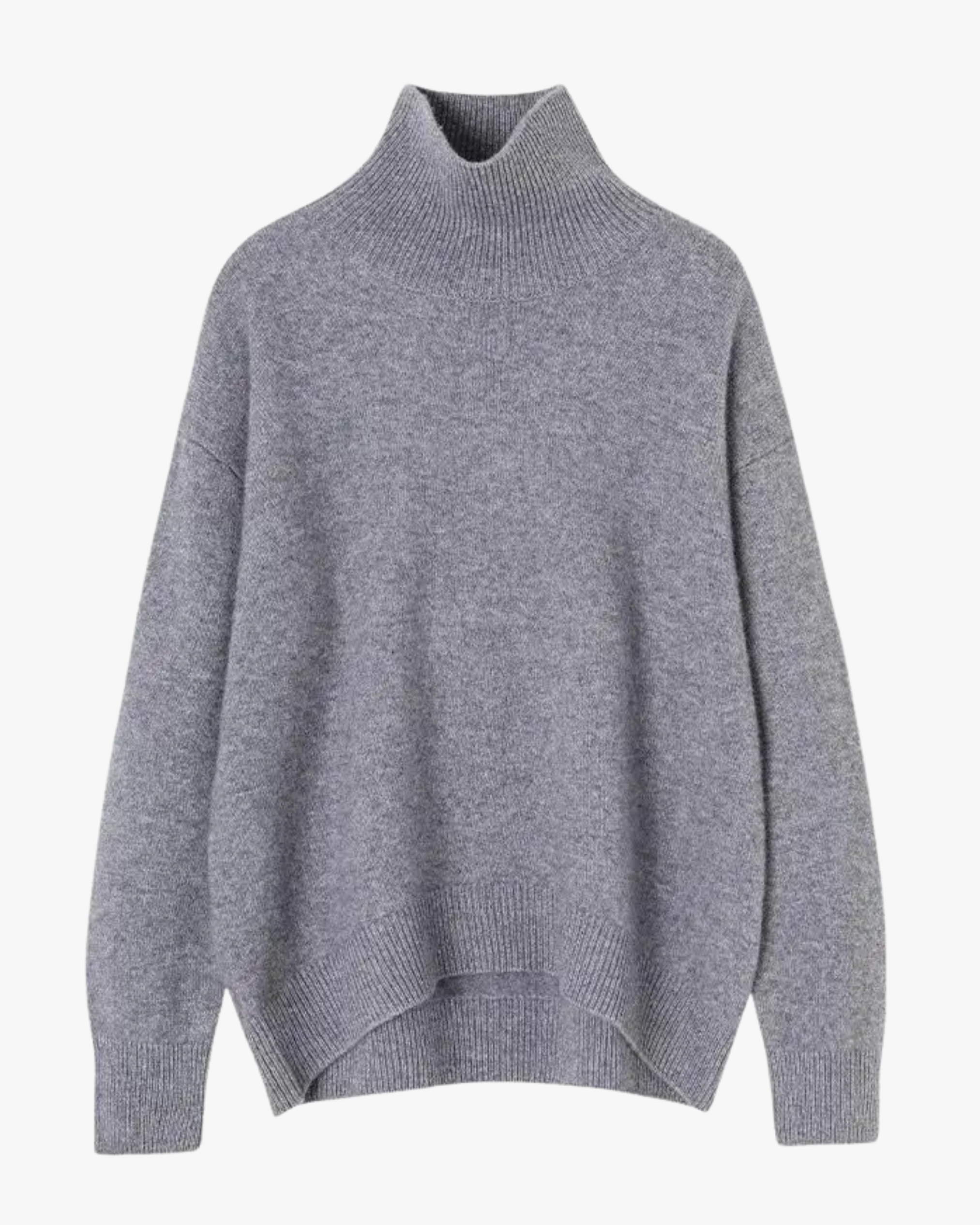Pull à col montant en cachemire épais - gris