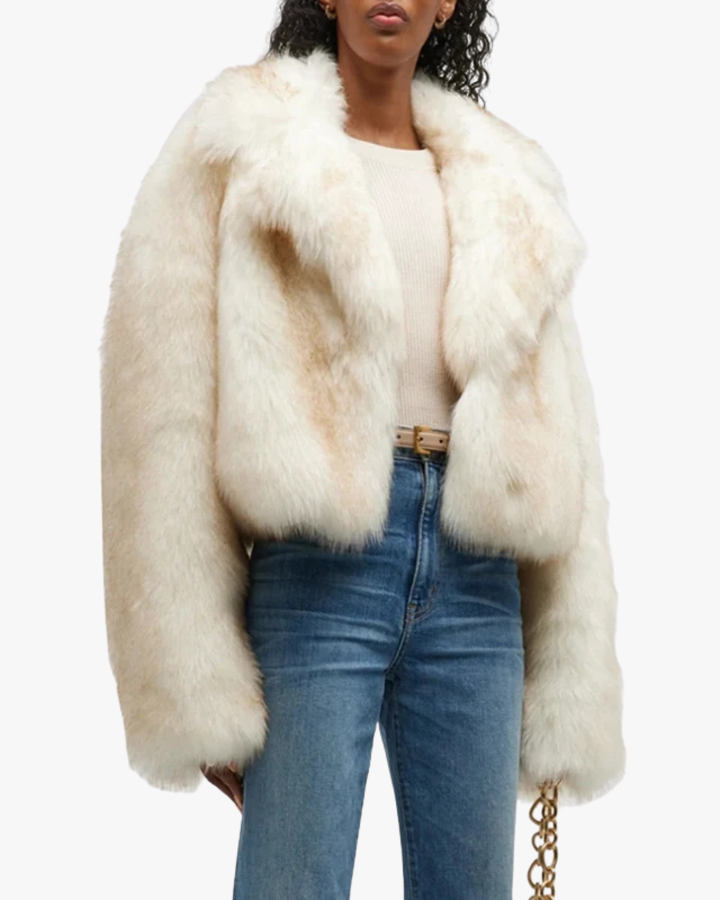 Veste épaisse en fausse fourrure de renard