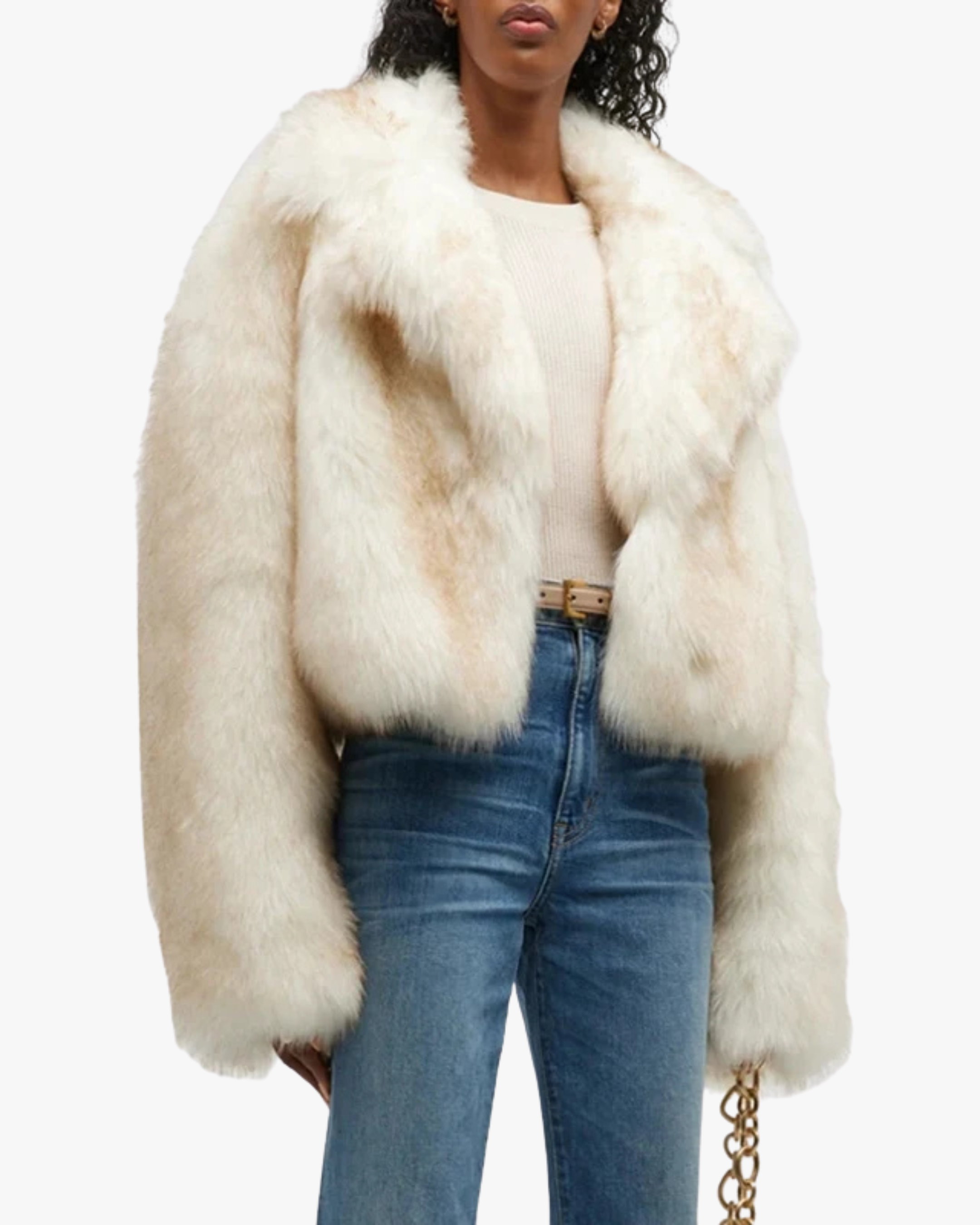 Veste épaisse en fausse fourrure de renard