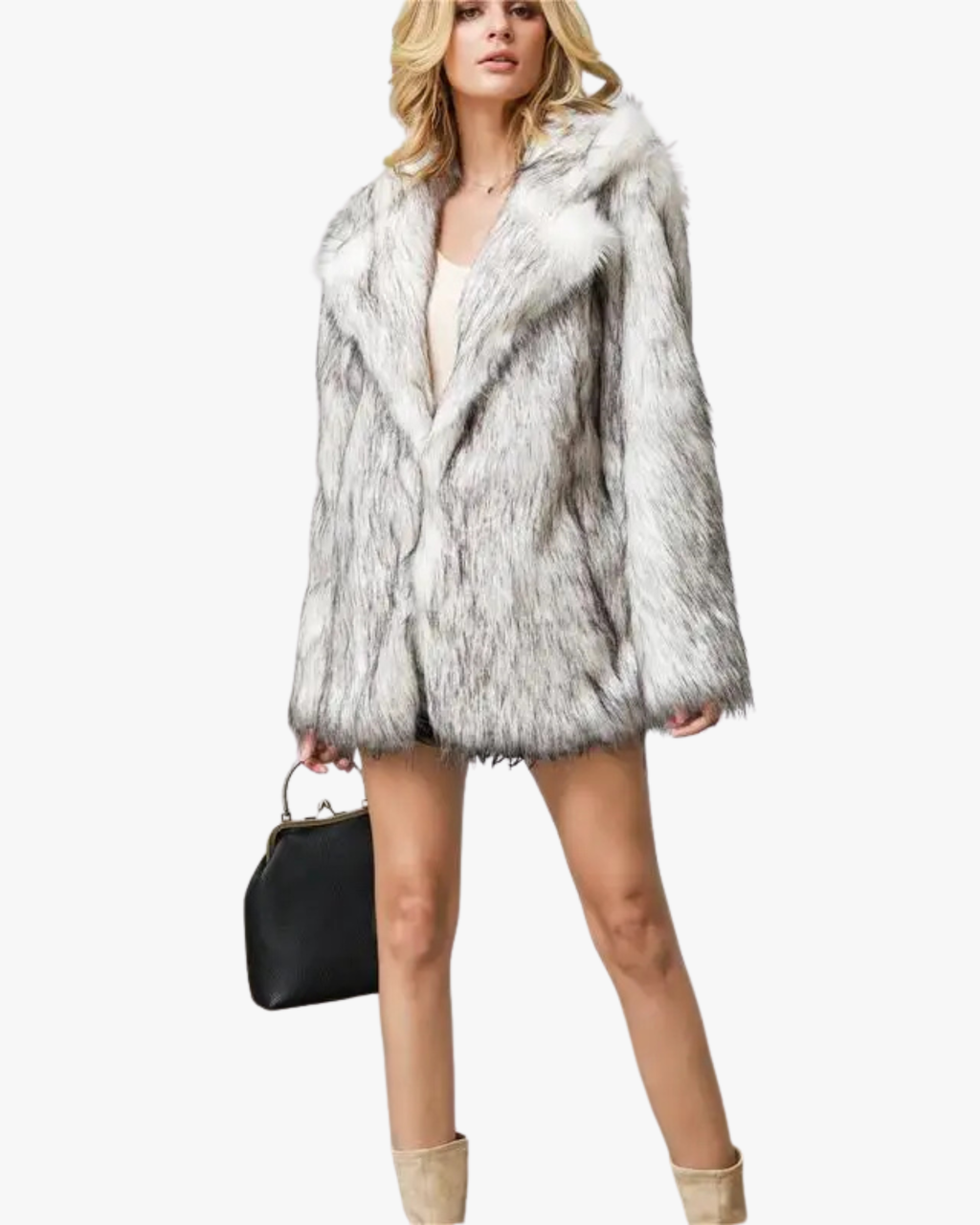 Manteau en fausse fourrure - Gris