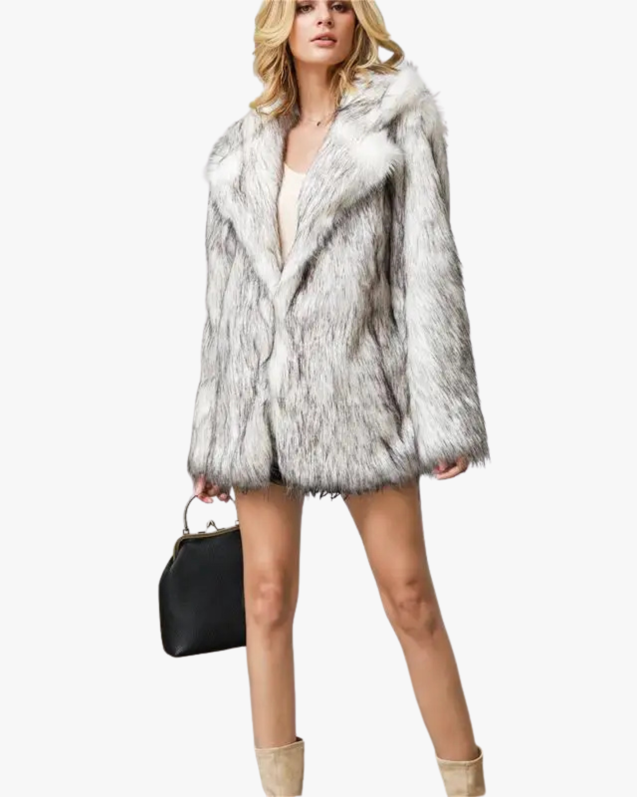 Manteau en fausse fourrure - Gris
