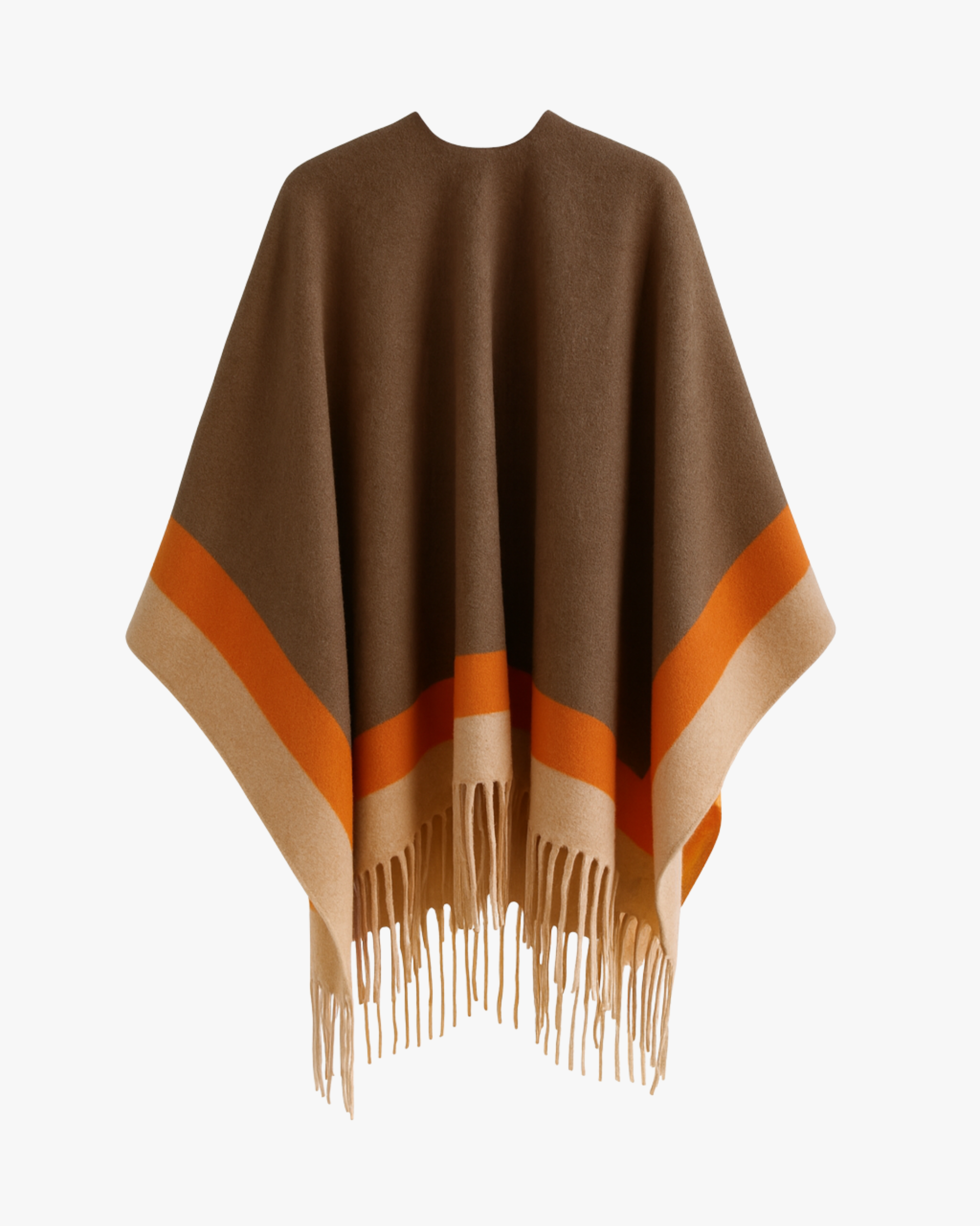 Poncho effet cachemire – Marron