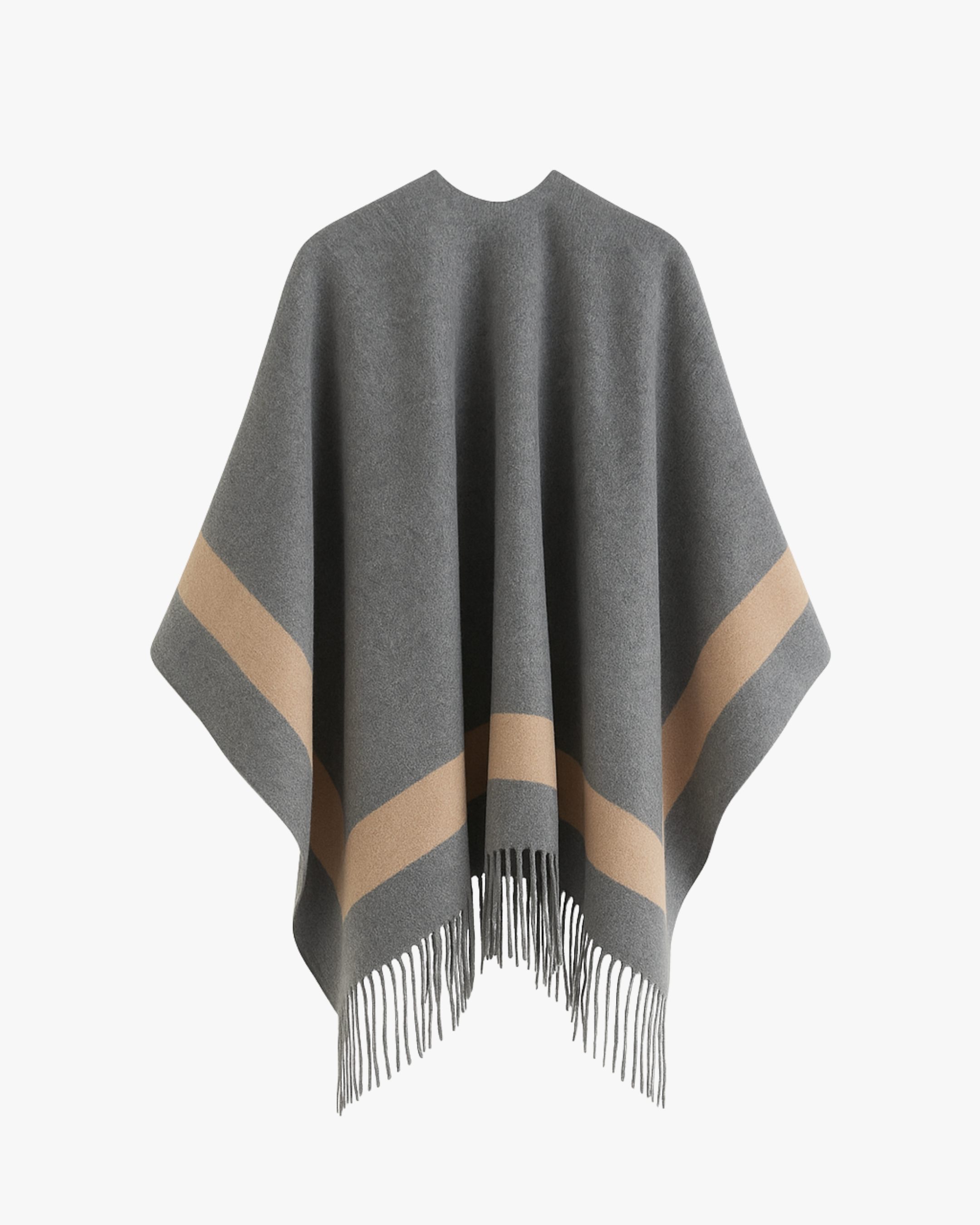 Poncho à carreaux effet cachemire – Gris