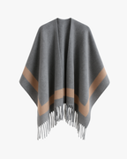 Poncho à carreaux effet cachemire – Gris