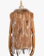 Gilet en fourrure 100% naturelle - Marron Clair