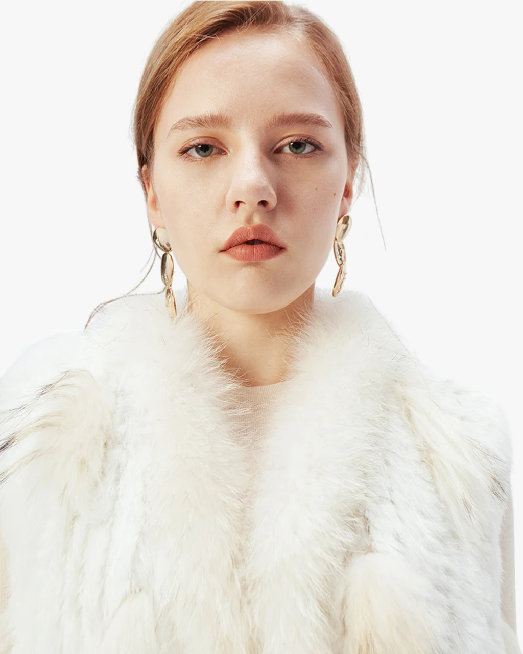 Gilet en véritable fourrure de lapin - Blanc