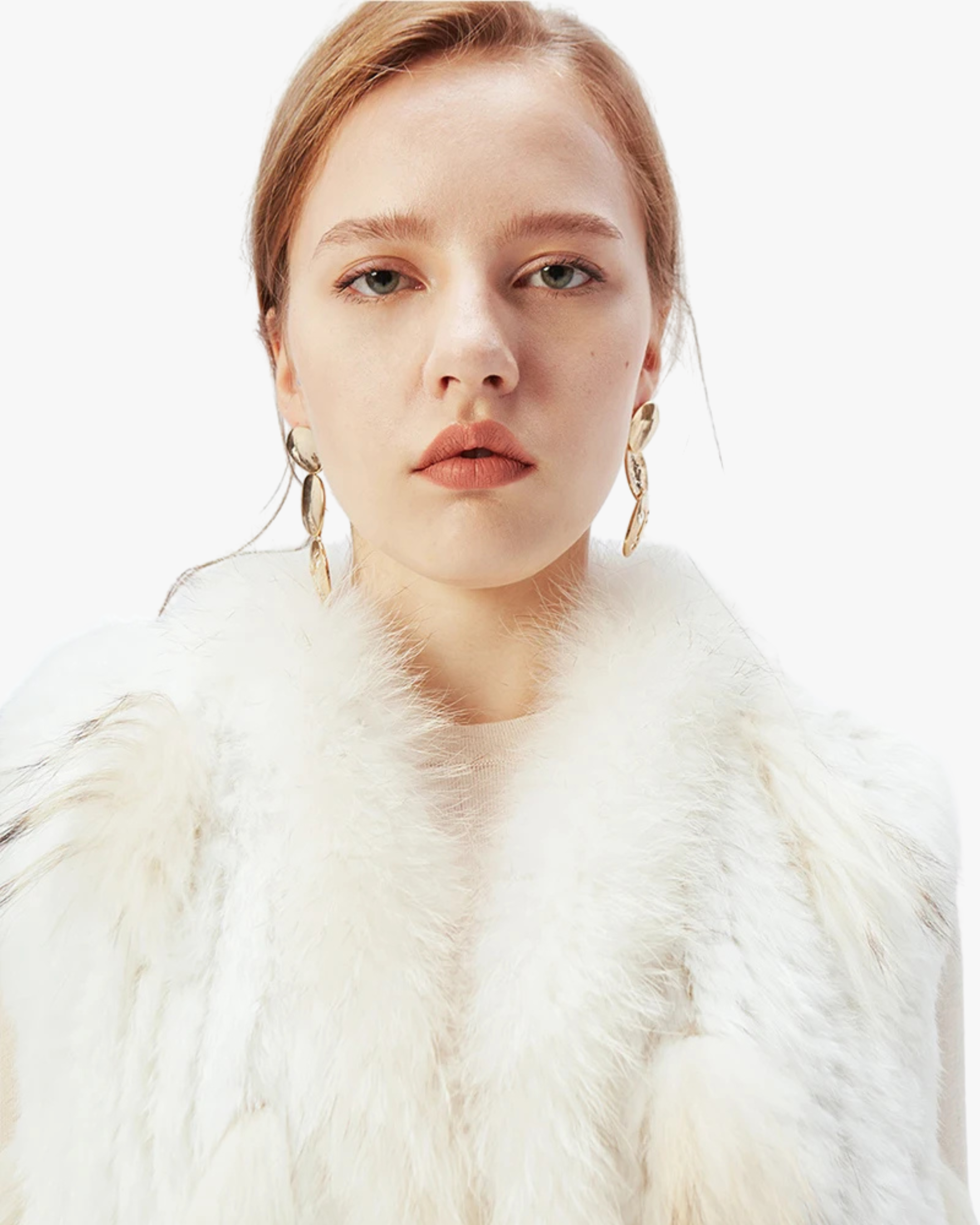 Gilet en véritable fourrure de lapin - Blanc