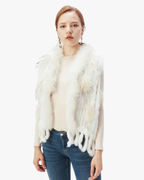 Gilet en véritable fourrure de lapin - Blanc