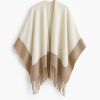 Poncho à carreaux effet cachemire – Blanc