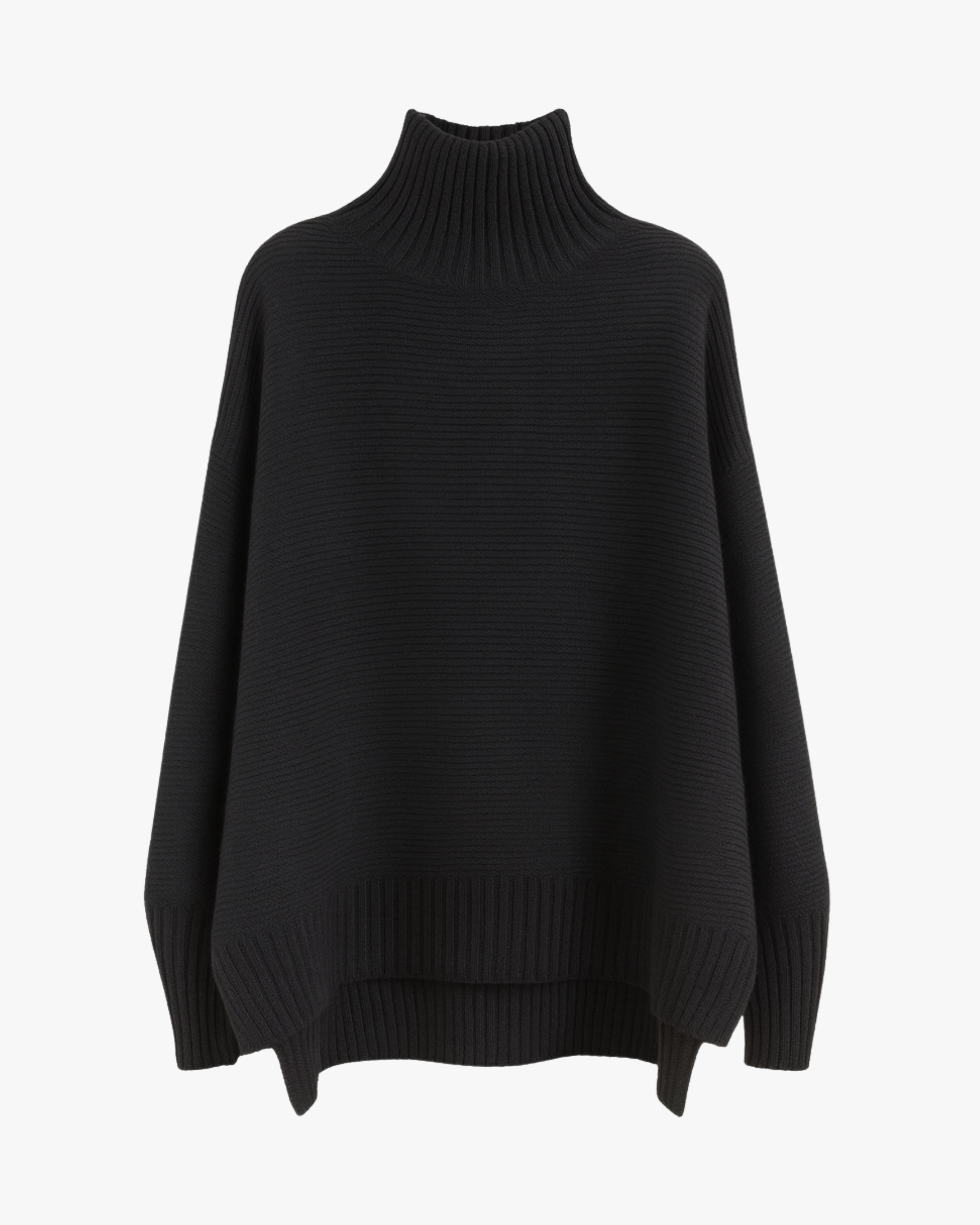 Pull oversize en cachemire col montant - Noir