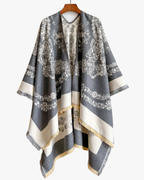 Poncho réversible à motif floral - Gris