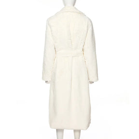 Manteau Long à ceinture en Fausse Fourrure