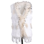 BOONJOVIA Women's 100% Real Rabbit Fur Knitted Vest Raccoon Fur Trim Collar Gilet Lady Fashion Waistcoat For Autumn Winter